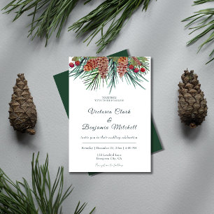 Invitación Boda de invierno de Navidades de la vegetación de