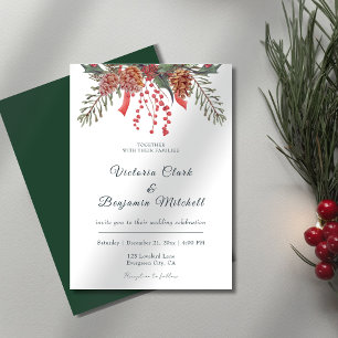 Invitación Boda de invierno de Navidades de la vegetación del
