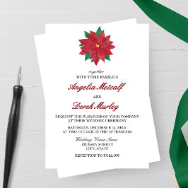 Invitación Boda de Invierno de Navidades Rojos de la Poinsett