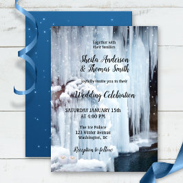 Invitación Boda de invierno de nieve con cascada helada