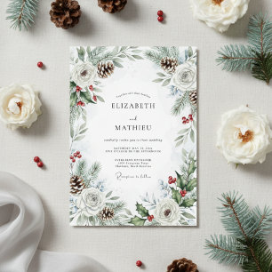 Invitación Boda de invierno de piña verde piñon
