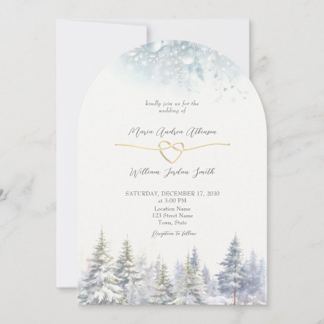 Invitación Boda de Invierno de Pine Tree (Anverso)