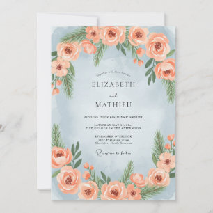 Invitación Boda de invierno de pino azul polvoriento