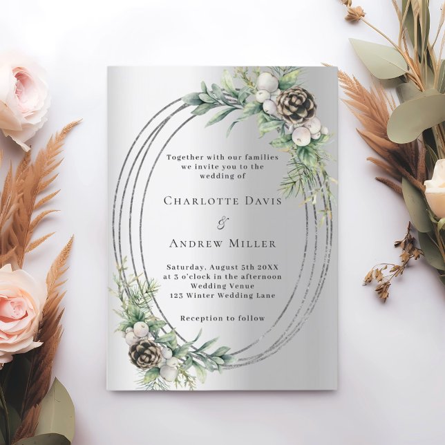 Invitación Boda de invierno de pino cembro plateado (Subido por el creador)