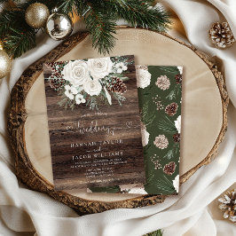 Invitación Boda de invierno de pino floral rústica