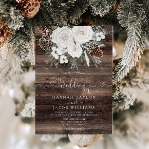 Invitación Boda de invierno de pino rústico