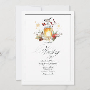 Invitación Boda de invierno de pino rústico y abeto País de l