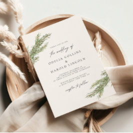 Invitación Boda de Invierno de Rama de Pino minimalista