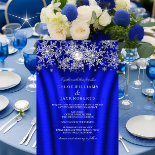Invitación Boda de invierno de seda azul perla copo de nieve 