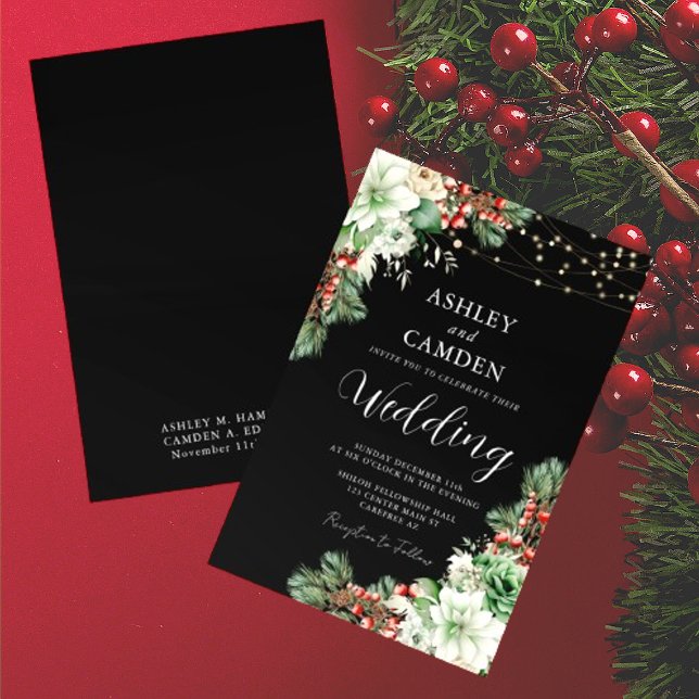 Invitación Boda de Invierno de Siemprevivas y Bayas Negras (Subido por el creador)