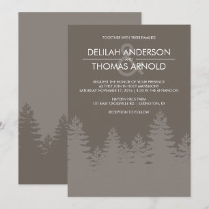 Invitación Boda de invierno de silueta de árbol verde moderno