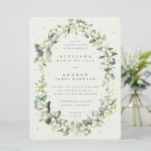 Invitación Boda de invierno de Snowberry y Eucalipto con Crem