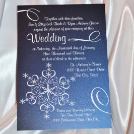 Invitación Boda de Invierno de Snowflake Blue Elegance