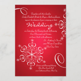 Invitación Boda de Invierno de Snowflake Red 2