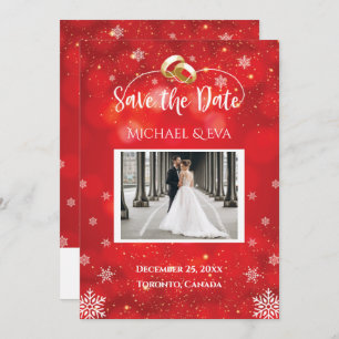 Invitación Boda De Invierno De Snowflake Roja Salva La Fecha