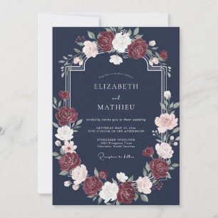 Invitación Boda de invierno de terciopelo azul marino