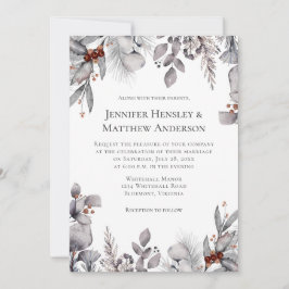 Invitación Boda de invierno de Terracota Plata, Gris pálido