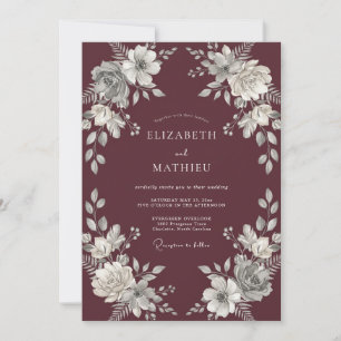 Invitación Boda de Invierno de Vino Tinto Pulido