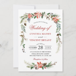 Invitación Boda de Invierno del Arco Floral de Poinsettia nav