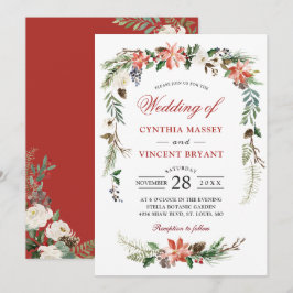 Invitación Boda de Invierno del Arco Floral de Poinsettia nav