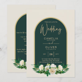 Invitación Boda de Invierno del Oro Verde Forestal Roses Blan