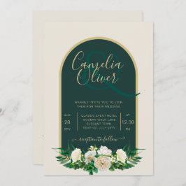 Invitación Boda de Invierno del Oro Verde Forestal Roses Blan