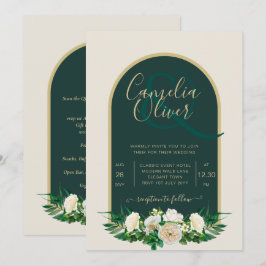 Invitación Boda de Invierno del Oro Verde Forestal Roses Blan