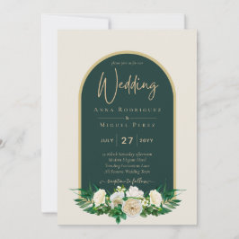 Invitación Boda de Invierno del Oro Verde Forestal Roses Blan