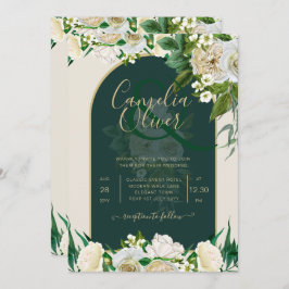 Invitación Boda de Invierno del Oro Verde Forestal Roses Blan