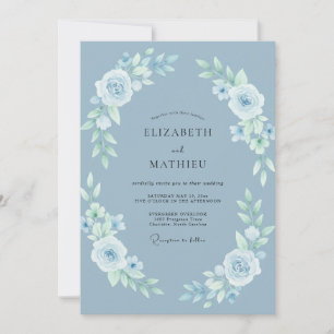 Invitación Boda de invierno delicada azul polvoriento
