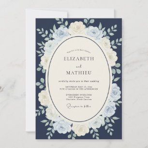 Invitación Boda de invierno dignificada en azul marino