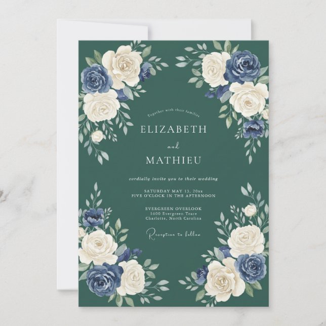 Invitación Boda de invierno distinguida esmeralda verde (Anverso)