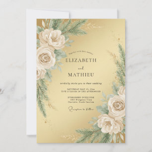 Invitación Boda de invierno dorada ilustre
