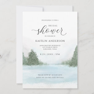 Invitación Boda de Invierno Ducha de Novia Lago Árboles Nieve