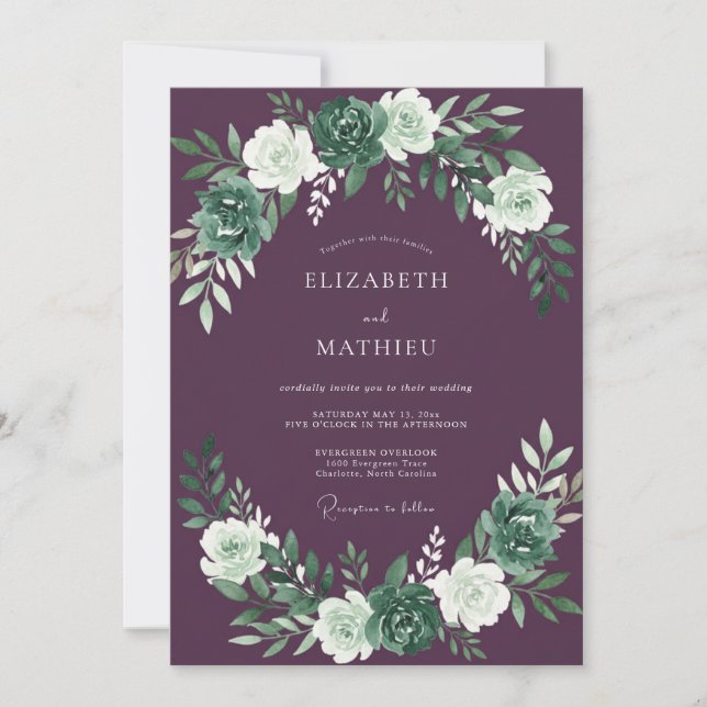 Invitación Boda de invierno elegante ciruela (Anverso)