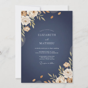 Invitación Boda de invierno elegante en azul marino