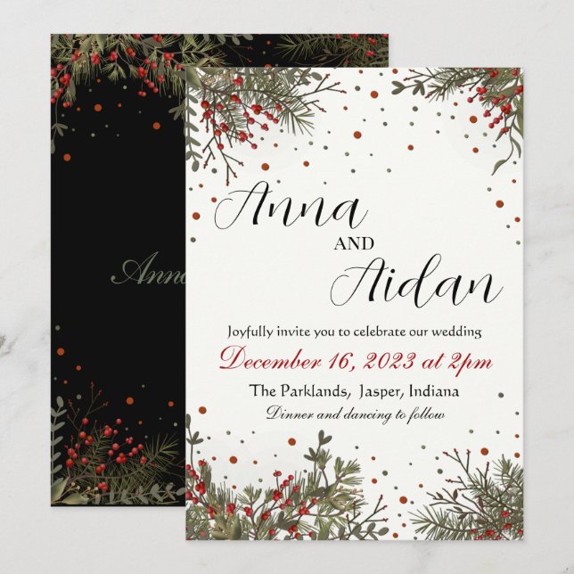 Invitación Boda de Invierno Elegante Modernidad Inspiradora (Anverso / Reverso)