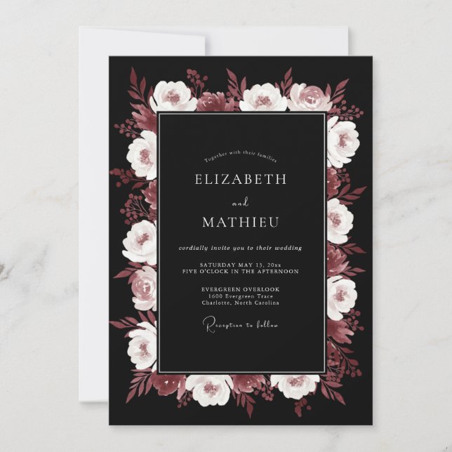Invitación Boda de invierno elegante y negra (Anverso)
