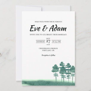 Invitación Boda de invierno en acuarela de prado de pino esme