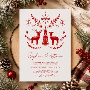 Invitación Boda de invierno en bosque nórdico de Buck y Doe