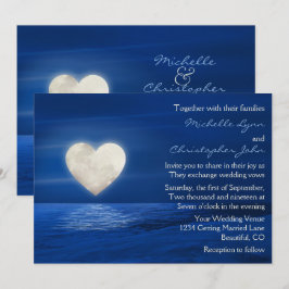 Invitación Boda de invierno en Heart Moon and Snowy Beach