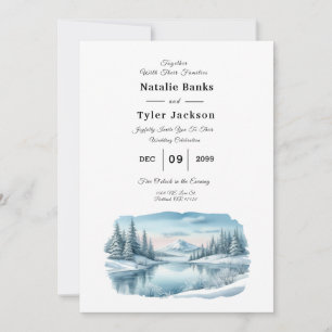Invitación Boda de Invierno en Lago de Montaña Nevada