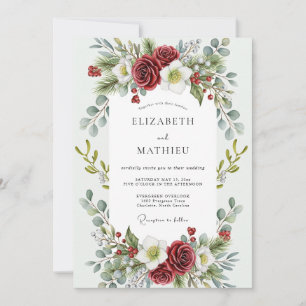 Invitación Boda de invierno encantadora roja