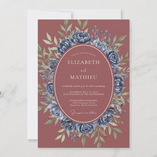 Invitación Boda de invierno encantadora rosa polvorienta (Anverso)