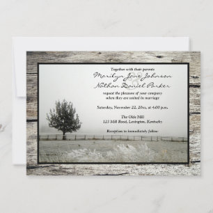 Invitación Boda de invierno Escarcha Rústica Niebla Árb