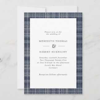 Invitación Boda de invierno escocesa Navy Blue Tartan