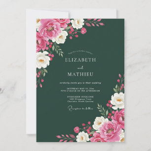 Invitación Boda de invierno espléndida en verde cazador