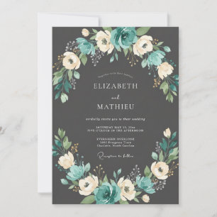 Invitación Boda de invierno etérea azul acuático