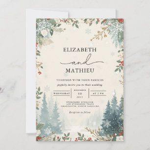 Invitación Boda de invierno Evergreen con escarcha