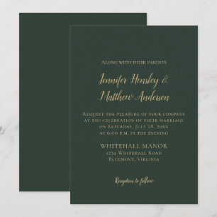 Invitación Boda de Invierno Evergreen y Gold